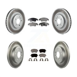 Front Rear Coated Disc Brake Rotors And Semi-Metallic Pads Kit For 2009 Audi A4 Quattro Sedan Wagon With 288mm Diameter Rotor KGF-102470