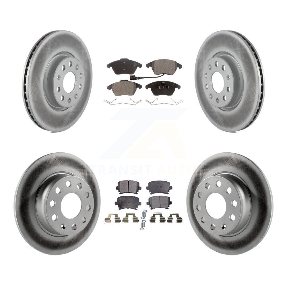 Front Rear Coated Disc Brake Rotors And Semi-Metallic Pads Kit For 2011 Volkswagen GTI KGF-102478 by Transit Auto