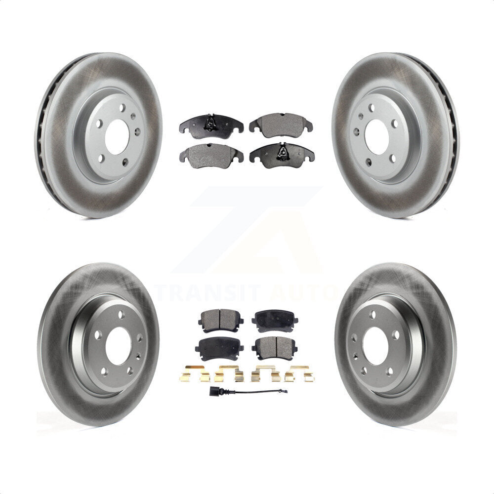 Front Rear Coated Disc Brake Rotors And Semi-Metallic Pads Kit For 2013 Audi A4 allroad KGF-102486 by Transit Auto