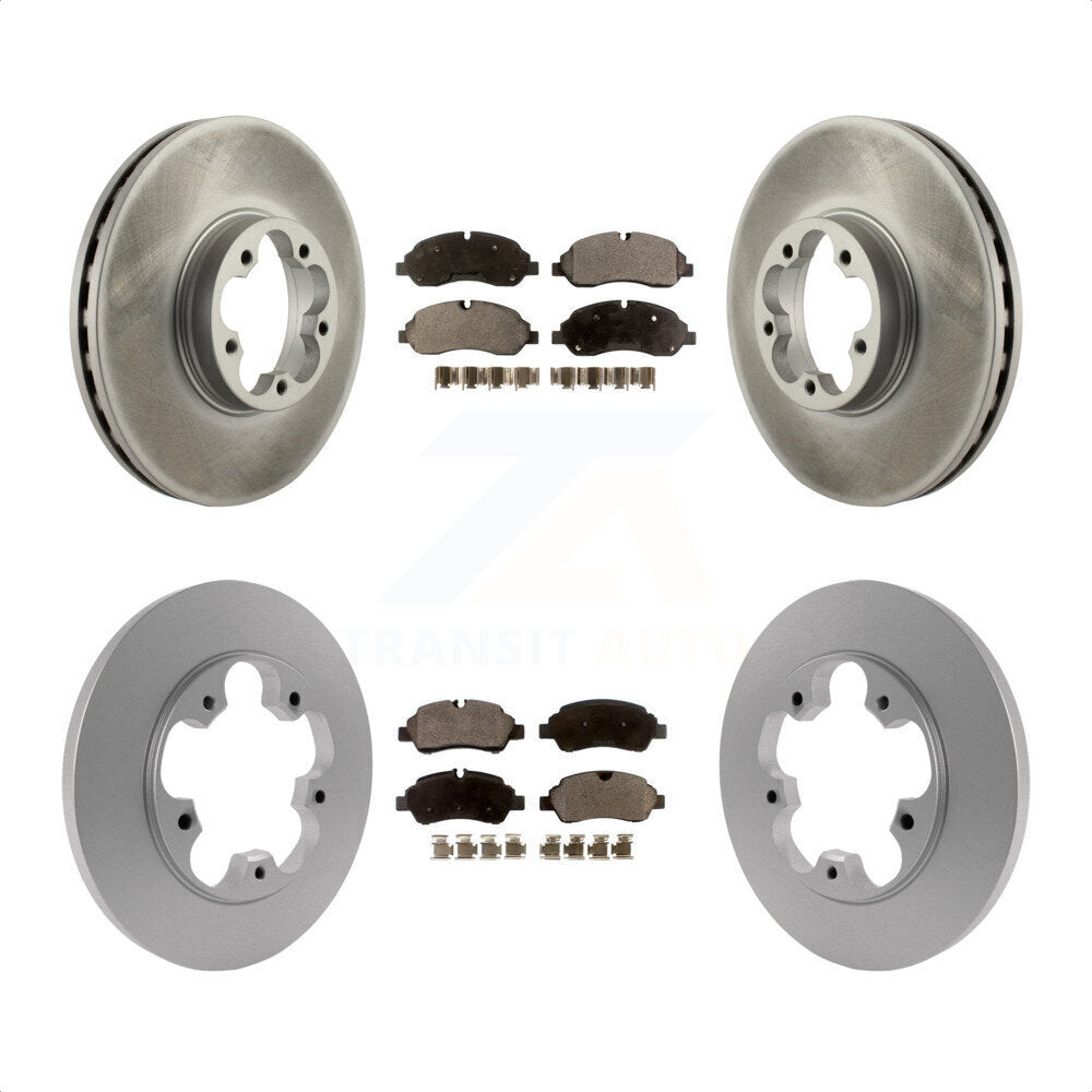 Front Rear Coated Disc Brake Rotors And Semi-Metallic Pads Kit For 2016 Ford Transit-350 HD With 5 Lug Wheels KGF-102494 by Transit Auto