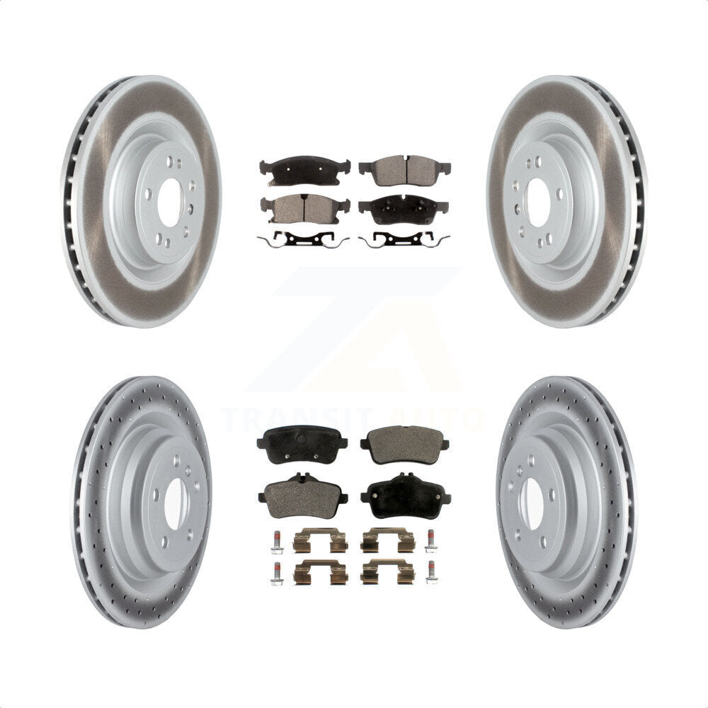 Front Rear Coated Disc Brake Rotors And Semi-Metallic Pads Kit For 2016-2017 Mercedes-Benz GLE400 Without Sport Package KGF-102497 by Transit Auto