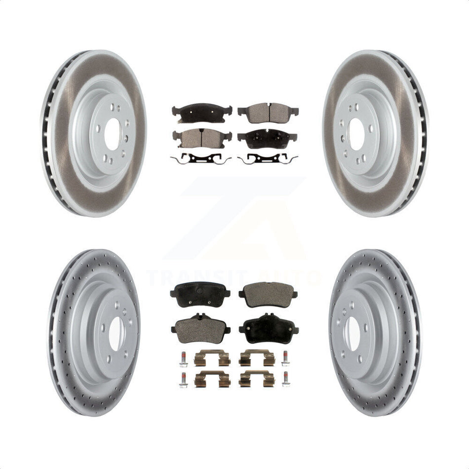 Front Rear Coated Disc Brake Rotors And Semi-Metallic Pads Kit For 2016-2017 Mercedes-Benz GLE400 Without Sport Package KGF-102497 by Transit Auto