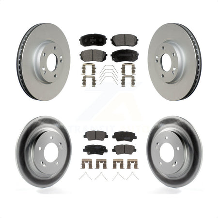 Front Rear Coated Disc Brake Rotors And Semi-Metallic Pads Kit For 2017-2018 Kia Soul EV KGF-102503 by Transit Auto