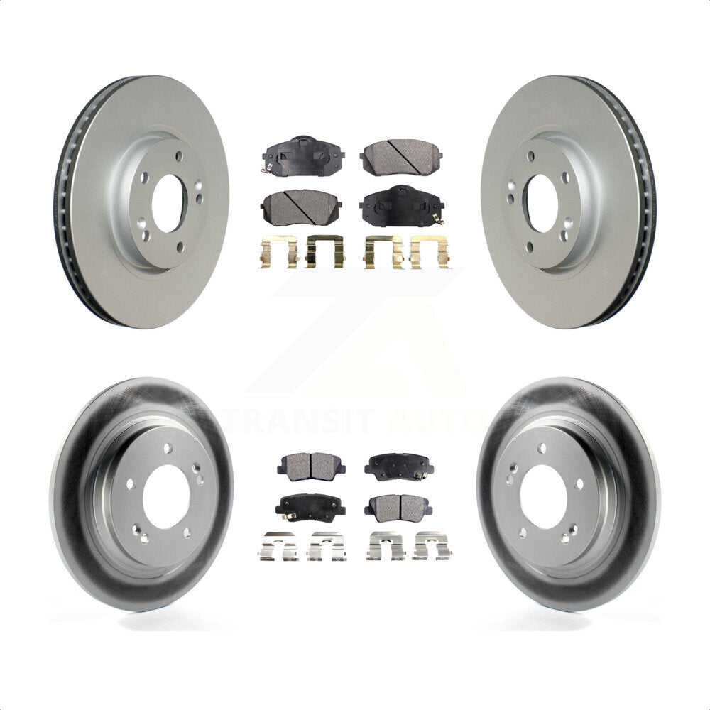 Front Rear Coated Disc Brake Rotors And Semi-Metallic Pads Kit For Kia Soul EV KGF-102505 by Transit Auto