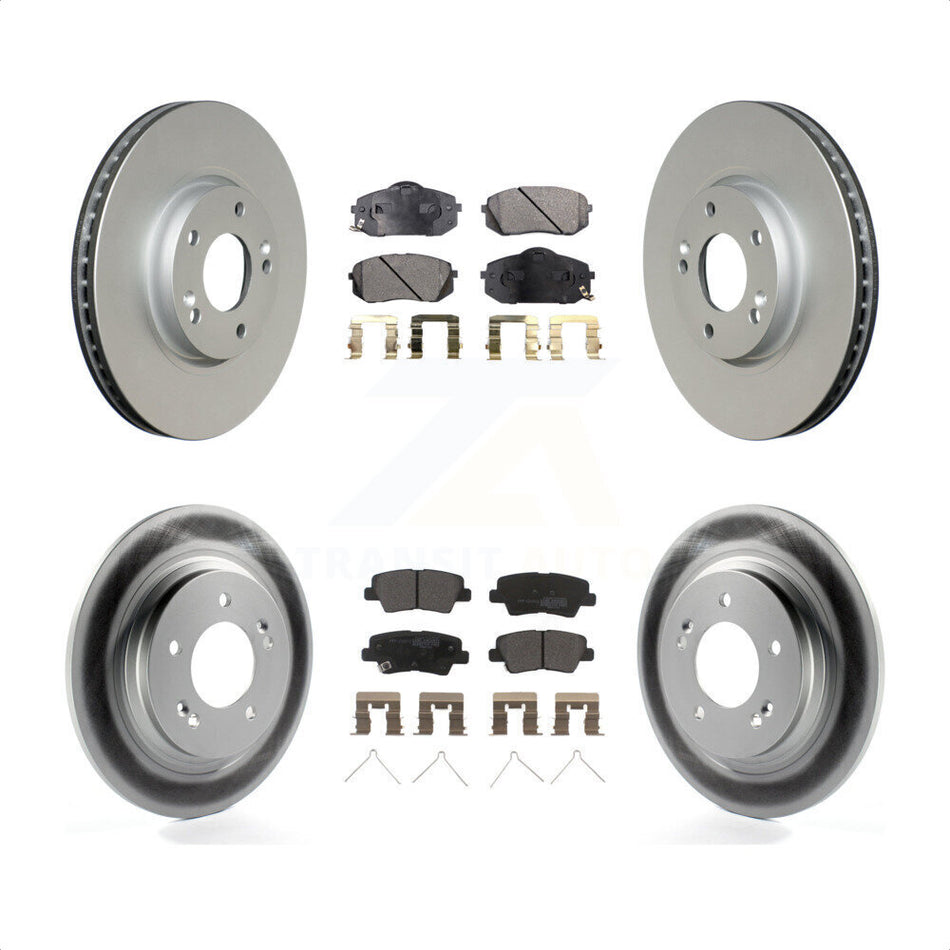 Front Rear Coated Disc Brake Rotors And Semi-Metallic Pads Kit For 2016 Kia Soul EV From Chassis VIN #160921 KGF-102506 by Transit Auto