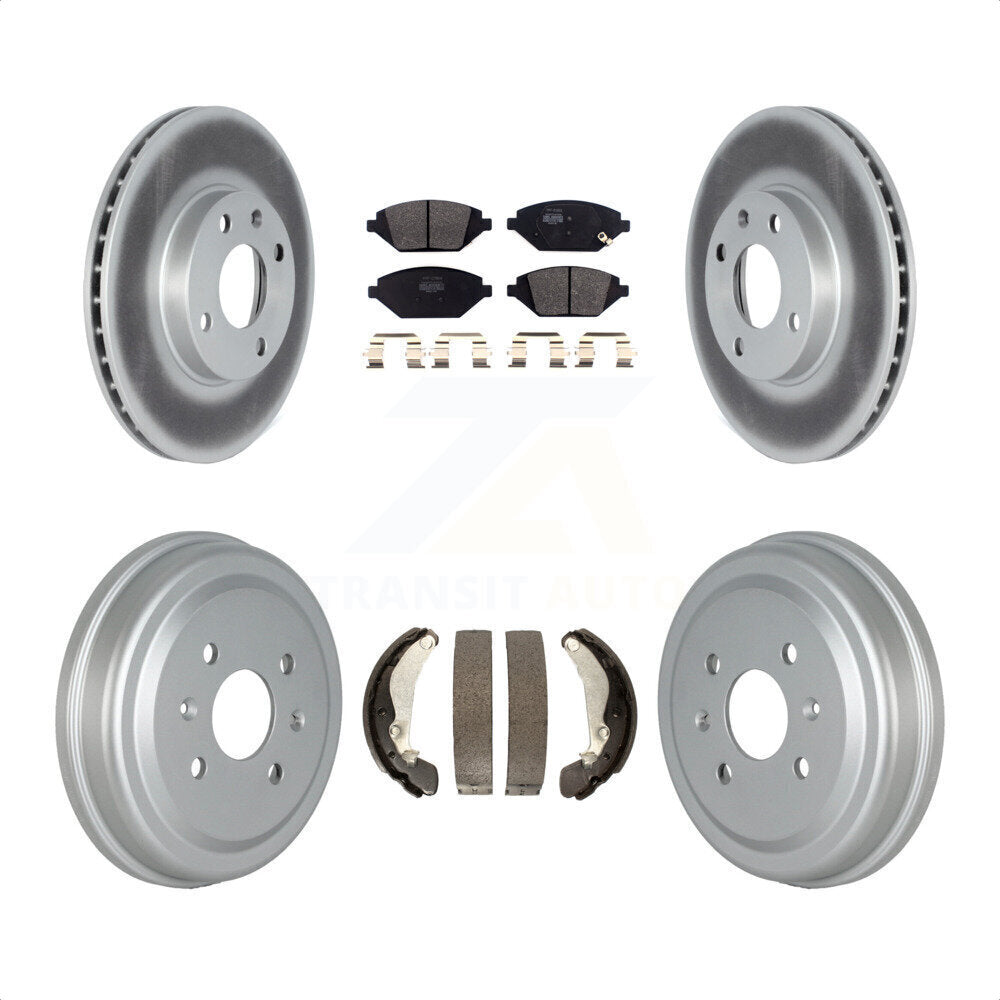 Front Rear Coated Disc Brake Rotors Semi-Metallic Pads And Drum Kit For 2016-2021 Chevrolet Spark KGF-102548 by Transit Auto