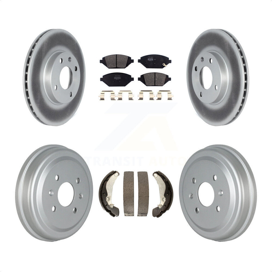 Front Rear Coated Disc Brake Rotors Semi-Metallic Pads And Drum Kit For 2016-2021 Chevrolet Spark KGF-102548 by Transit Auto