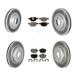 Front Rear Coated Disc Brake Rotors And Semi-Metallic Pads Kit (6Pc) For BMW 550i xDrive 650i Gran Coupe KGF-102553
