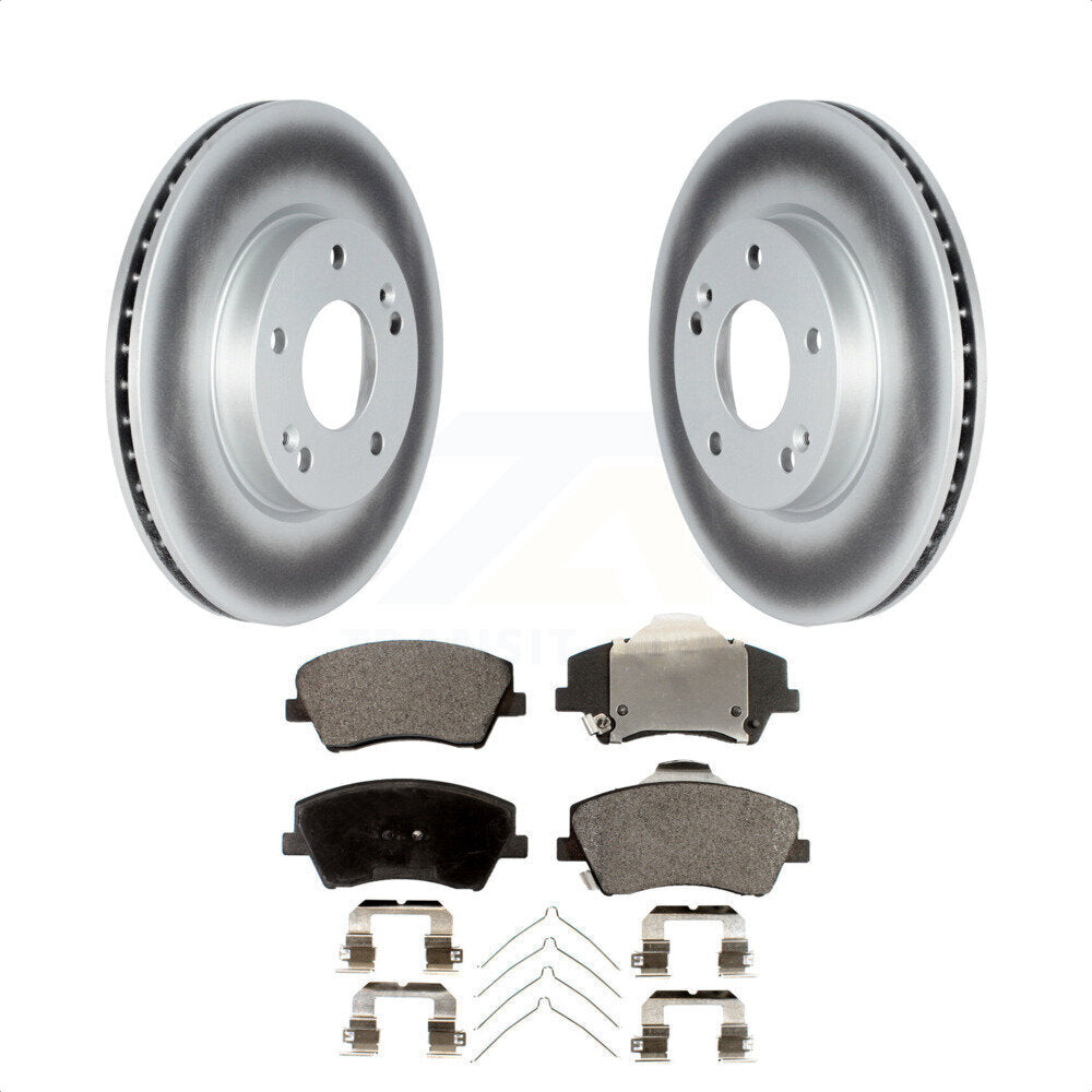 Front Coated Disc Brake Rotors And Semi-Metallic Pads Kit For Kia Niro Hyundai Ioniq KGF-102562 by Transit Auto