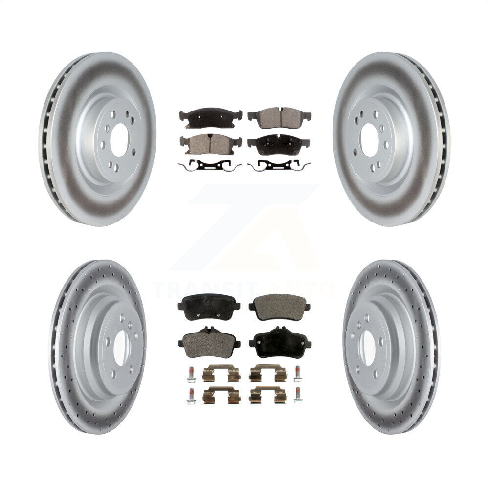 Front Rear Coated Disc Brake Rotors And Semi-Metallic Pads Kit For 2016-2017 Mercedes-Benz GLE400 With AMG Package KGF-102578 by Transit Auto