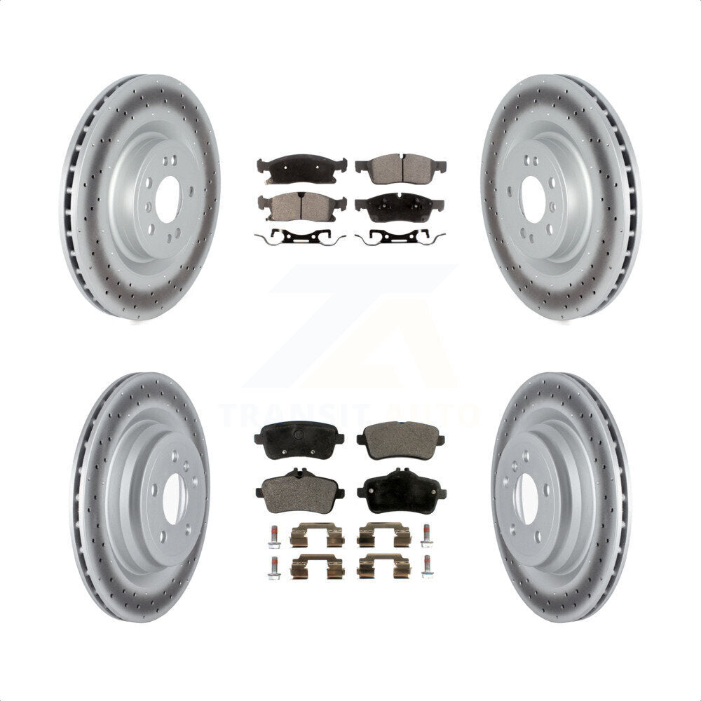 Front Rear Coated Disc Brake Rotors And Semi-Metallic Pads Kit For 2016-2017 Mercedes-Benz GLE400 With AMG Package KGF-102580 by Transit Auto