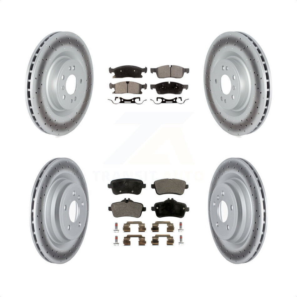 Front Rear Coated Disc Brake Rotors And Semi-Metallic Pads Kit For 2016-2017 Mercedes-Benz GLE400 With AMG Package KGF-102580 by Transit Auto