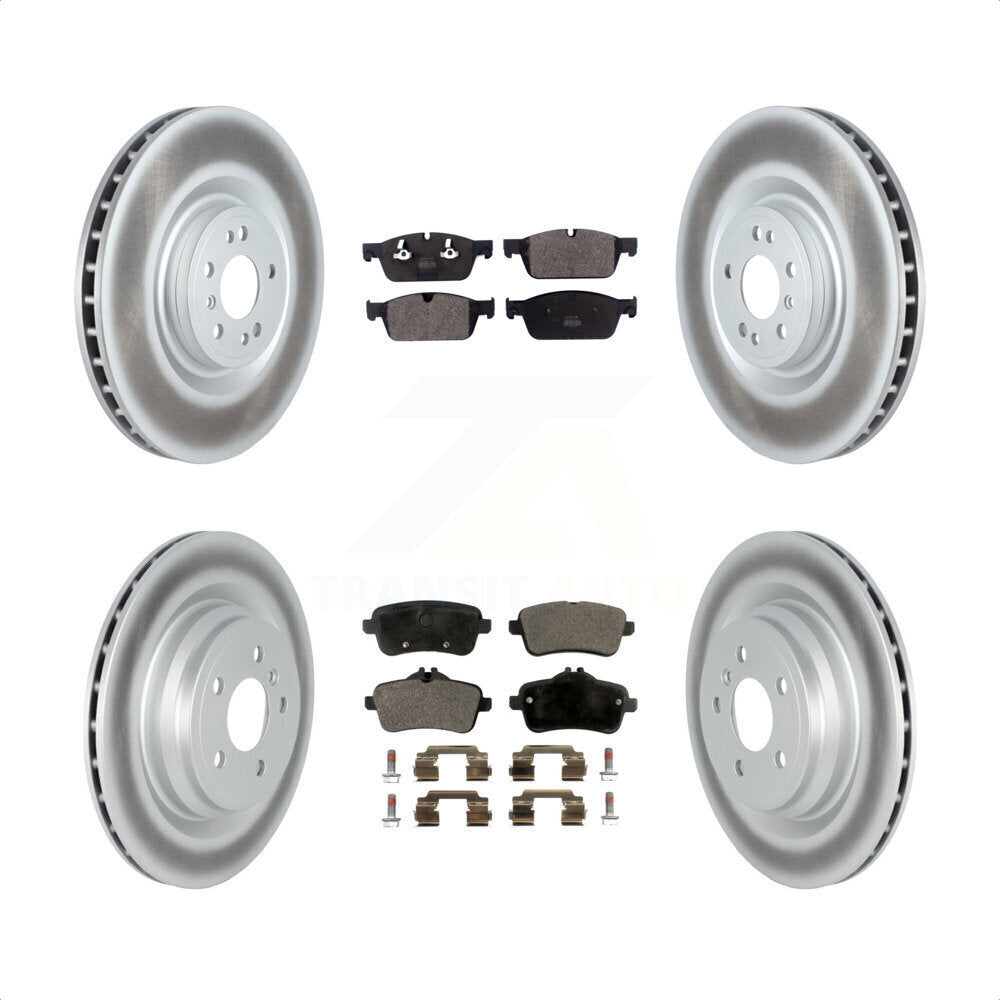 Front Rear Coated Disc Brake Rotors And Semi-Metallic Pads Kit For 2017-2018 Mercedes-Benz GLE550e With AMG Package KGF-102581 by Transit Auto