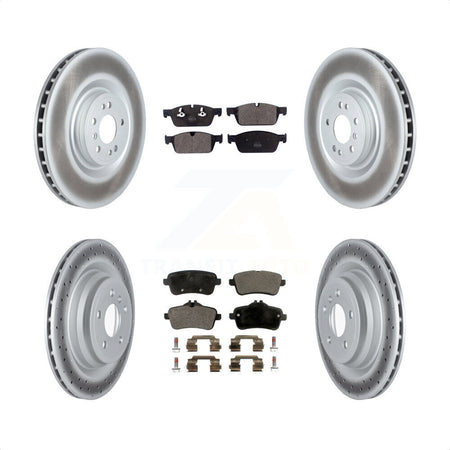 Front Rear Coated Disc Brake Rotors And Semi-Metallic Pads Kit For 2017-2018 Mercedes-Benz GLE550e With AMG Package KGF-102582 by Transit Auto