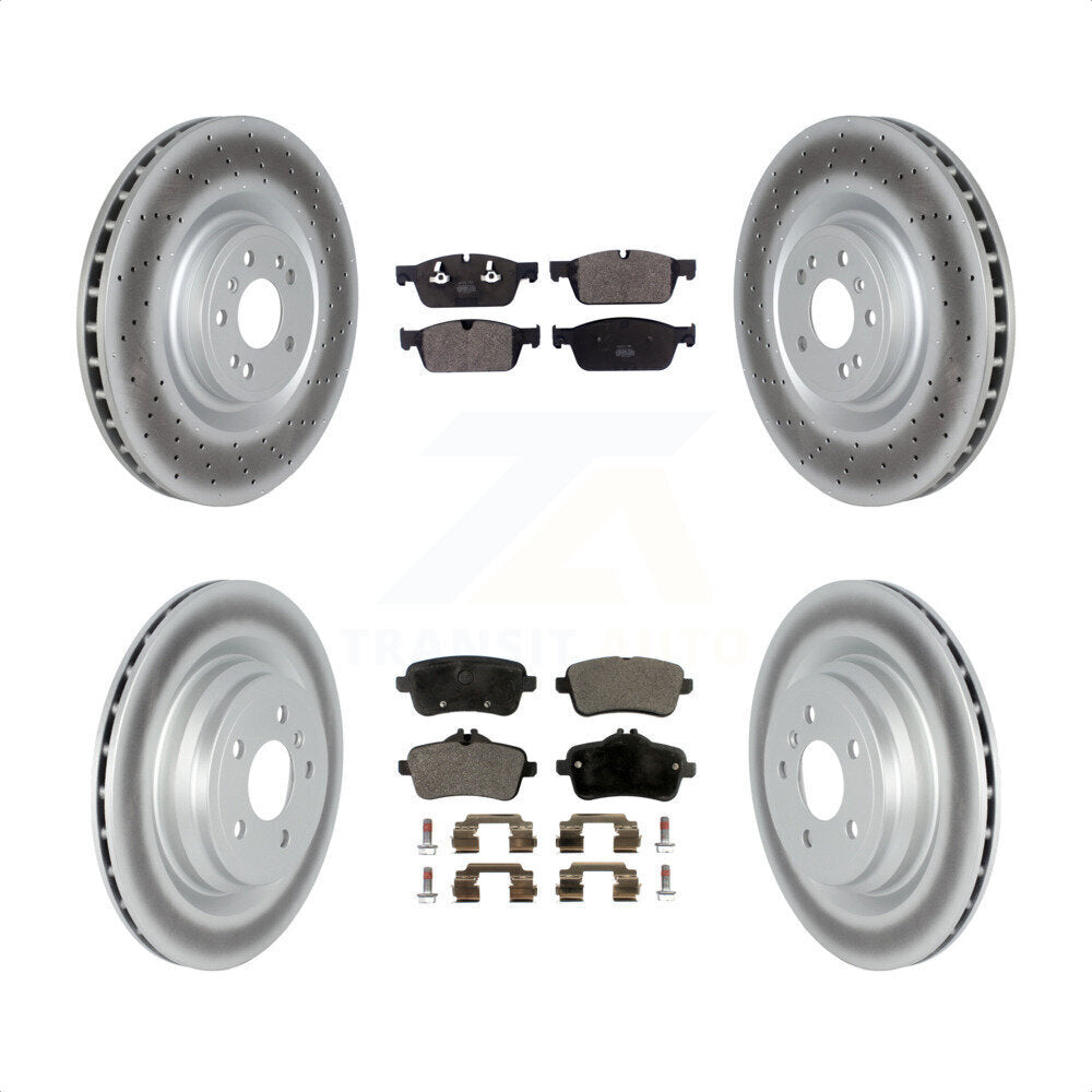 Front Rear Coated Disc Brake Rotors And Semi-Metallic Pads Kit For 2017-2018 Mercedes-Benz GLE550e With AMG Package KGF-102583 by Transit Auto