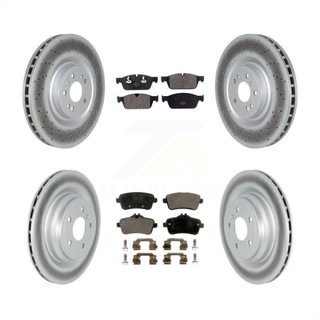 Front Rear Coated Disc Brake Rotors And Semi-Metallic Pads Kit For 2017-2018 Mercedes-Benz GLE550e With AMG Package KGF-102583 by Transit Auto