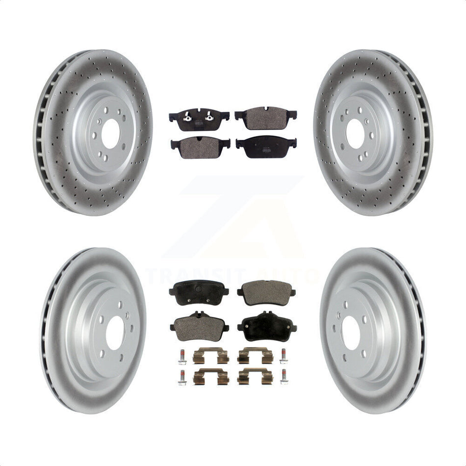 Front Rear Coated Disc Brake Rotors And Semi-Metallic Pads Kit For 2017-2018 Mercedes-Benz GLE550e With AMG Package KGF-102583 by Transit Auto