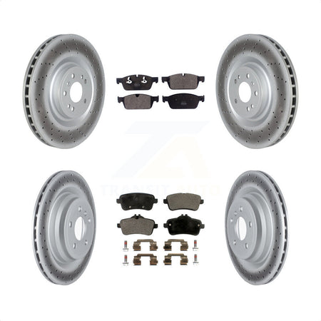 Front Rear Coated Disc Brake Rotors And Semi-Metallic Pads Kit For 2017-2018 Mercedes-Benz GLE550e With AMG Package KGF-102584 by Transit Auto
