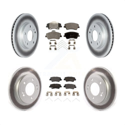 Front Rear Coated Disc Brake Rotors And Semi-Metallic Pads Kit For Kia Niro Hyundai Ioniq KGF-102586