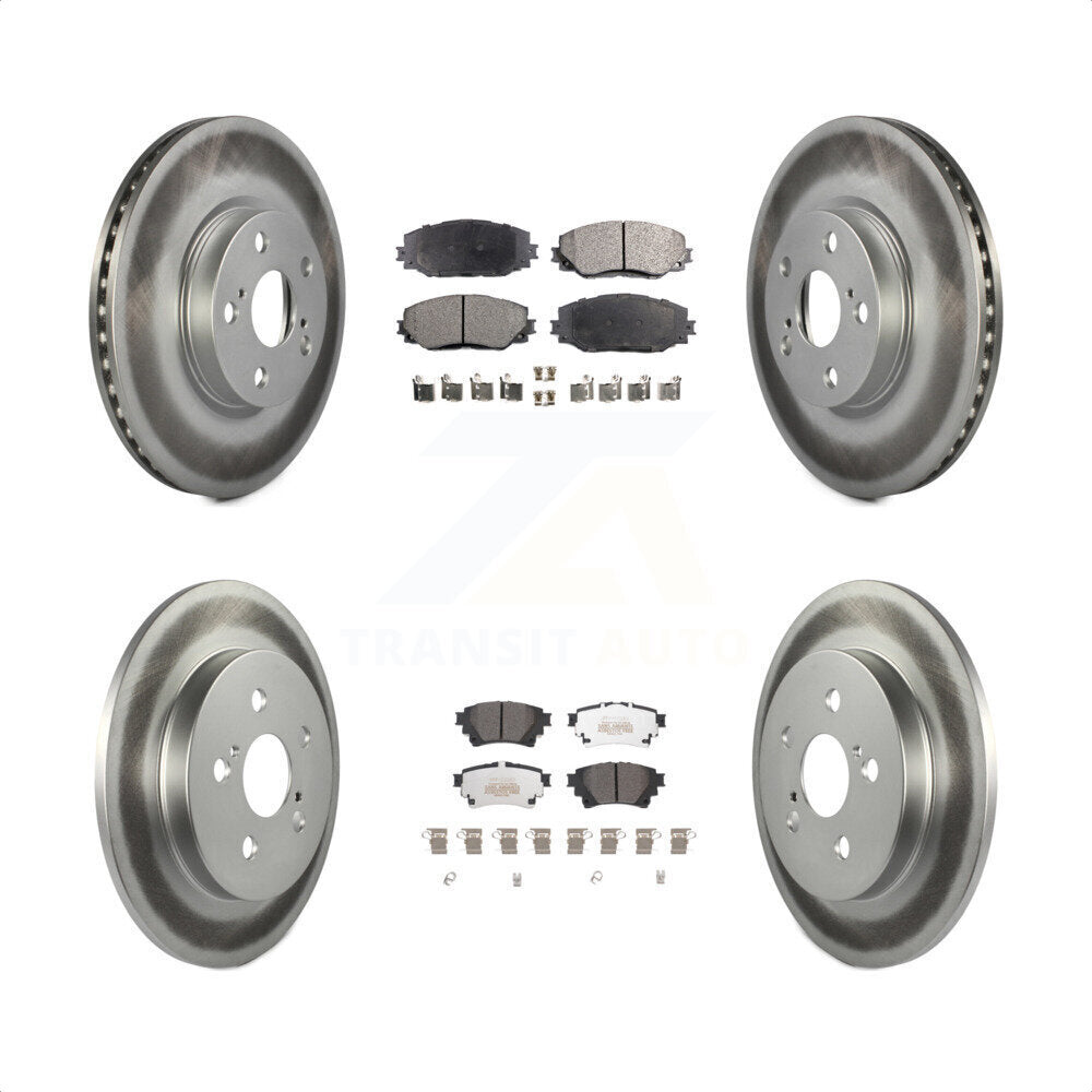 Front Rear Coated Disc Brake Rotors And Semi-Metallic Pads Kit For 2019 Toyota Corolla 1.8L With Electric Parking KGF-102629 by Transit Auto