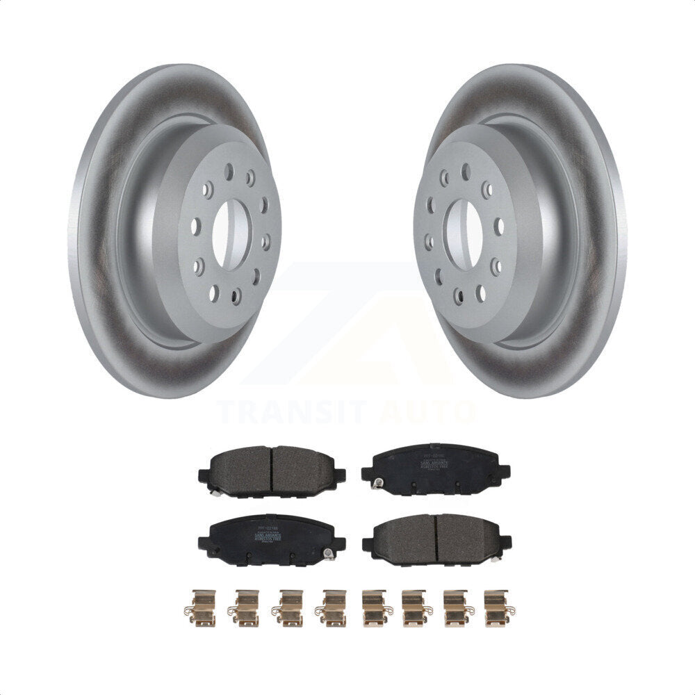 Rear Coated Disc Brake Rotors And Semi-Metallic Pads Kit For 2018-2021 Jeep Wrangler Rubicon With Heavy Duty Brakes Code BR2 & BR6 KGF-102649 by Transit Auto