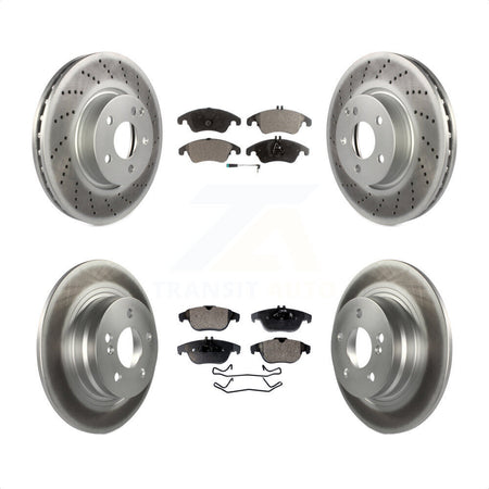 Front Rear Coated Disc Brake Rotors And Semi-Metallic Pads Kit For 2011-2012 Mercedes-Benz C300 With 322mm Diameter Rotor KGF-102702 by Transit Auto