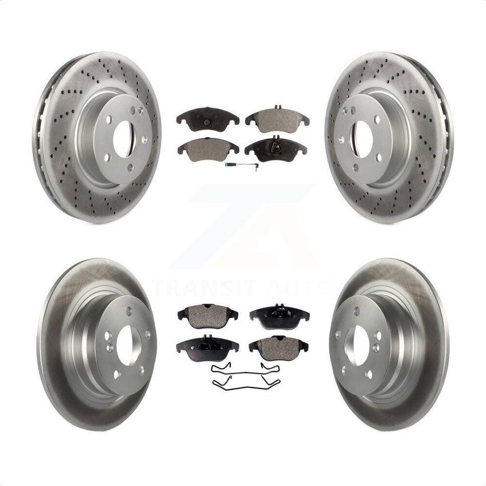 Front Rear Coated Disc Brake Rotors And Semi-Metallic Pads Kit For 2011-2012 Mercedes-Benz C300 With 322mm Diameter Rotor KGF-102702 by Transit Auto