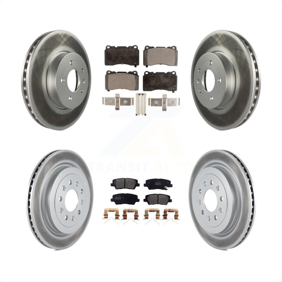 Front Rear Coated Disc Brake Rotors And Semi-Metallic Pads Kit For Cadillac ATS KGF-102704 by Transit Auto