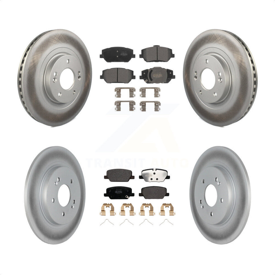 Front Rear Coated Disc Brake Rotors And Semi-Metallic Pads Kit For 2019-2020 Hyundai Santa Fe KGF-102709 by Transit Auto