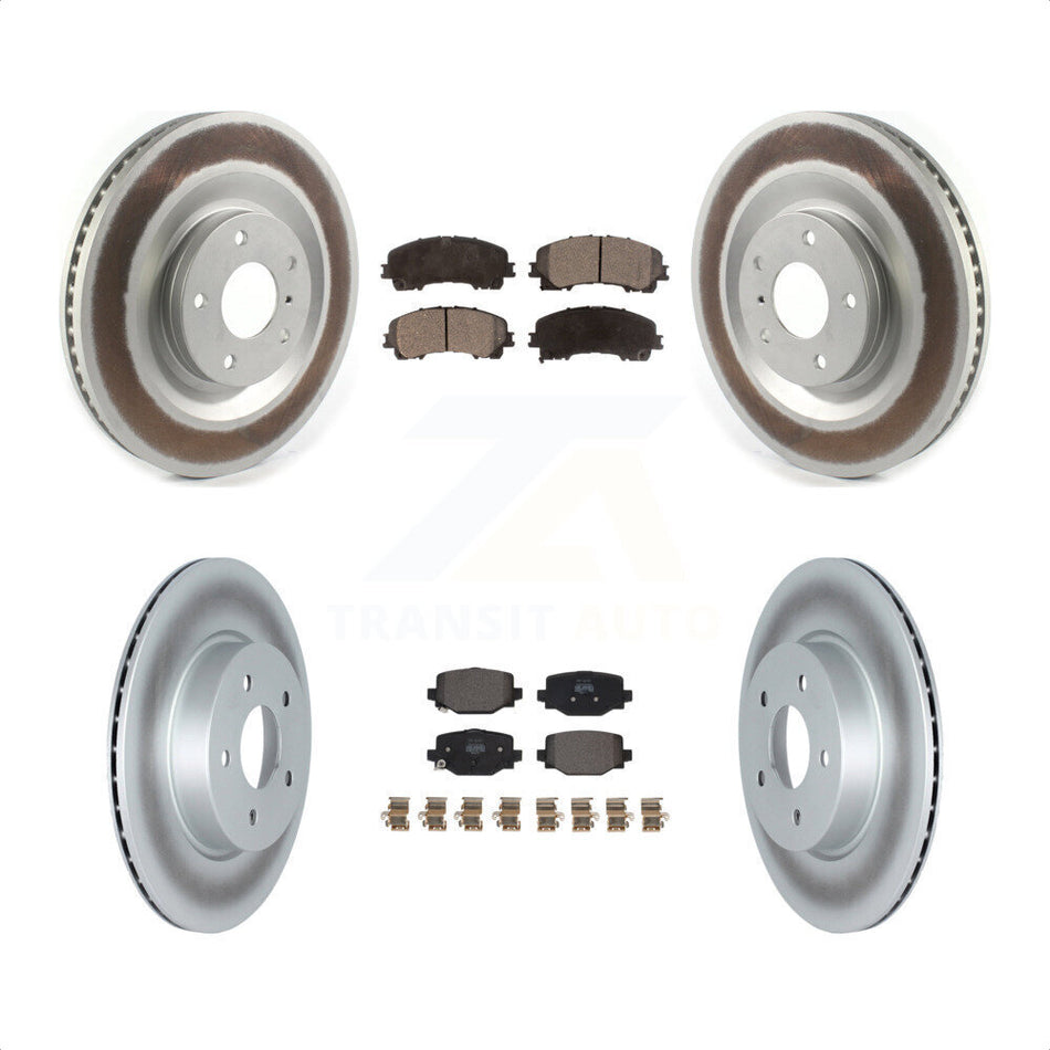 Front Rear Coated Disc Brake Rotors And Semi-Metallic Pads Kit For INFINITI QX50 QX55 KGF-102726 by Transit Auto