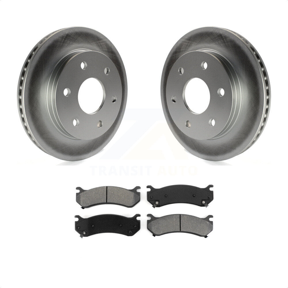 Front Coated Brake Rotors Semi-Metallic Pad Kit For Chevrolet Silverado 1500 GMC Tahoe Sierra Suburban Yukon Avalanche XL Cadillac Classic Escalade Express 2500 Astro ESV EXT KGS-100013 by Transit Auto