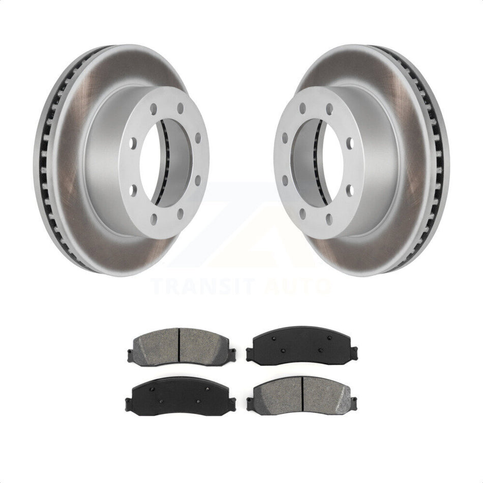 Front Coated Disc Brake Rotors And Semi-Metallic Pads Kit For Ford F-350 Super Duty F-250 4WD KGS-100093 by Transit Auto