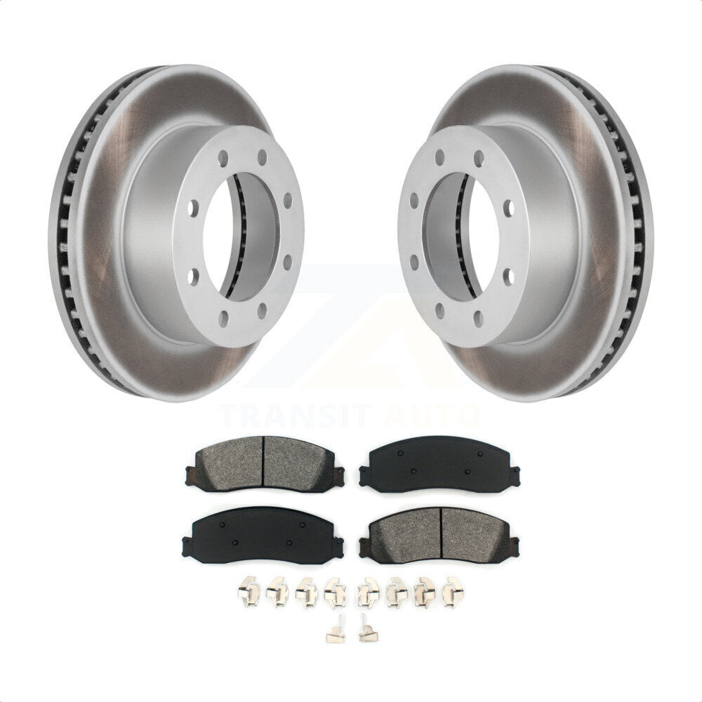 Front Coated Disc Brake Rotors And Semi-Metallic Pads Kit For Ford F-250 Super Duty F-350 With Single Rear Wheels 4WD KGS-100094 by Transit Auto