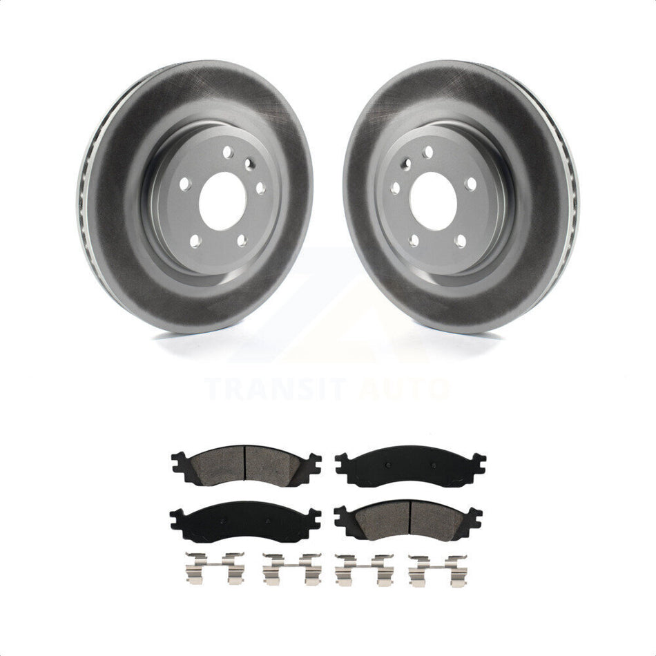 Front Coated Disc Brake Rotors And Semi-Metallic Pads Kit For 2010-2012 Ford Taurus SHO KGS-100112 by Transit Auto