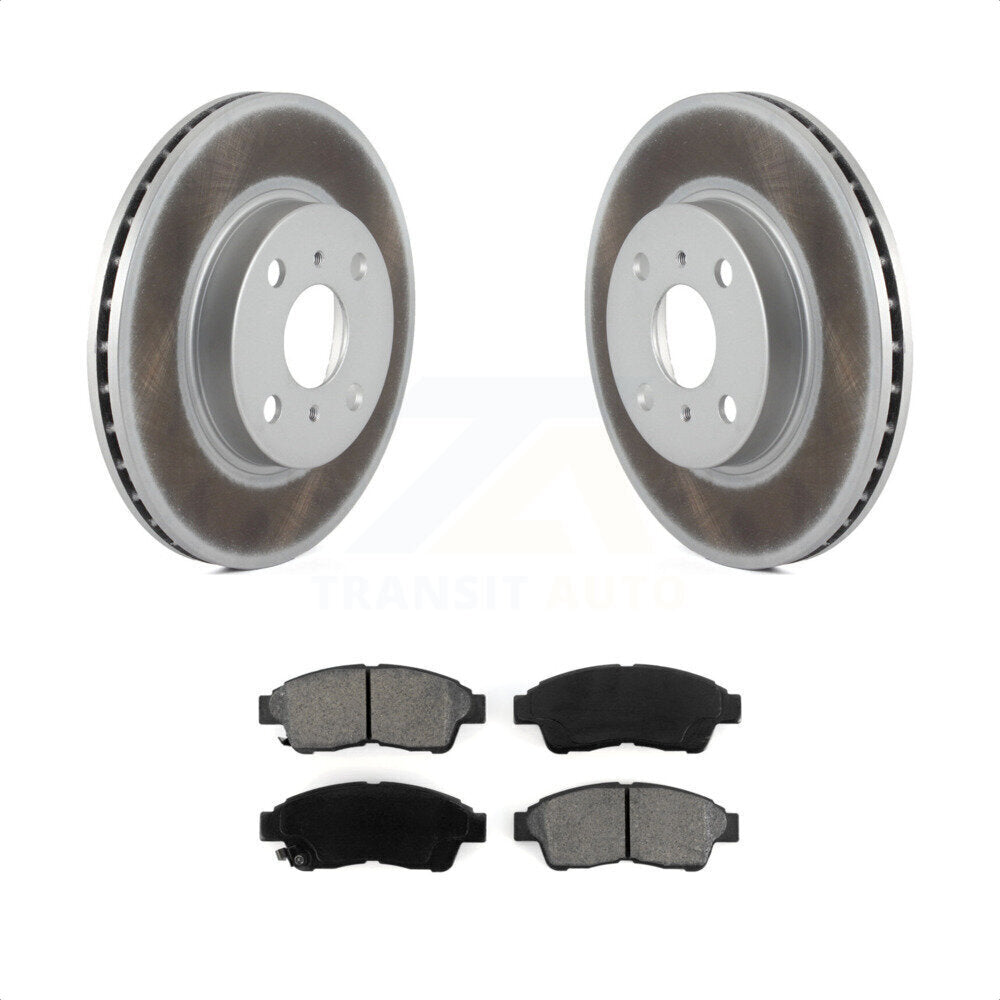 Front Coated Disc Brake Rotors And Semi-Metallic Pads Kit For 1993-1997 Toyota Corolla Geo Prizm KGS-100190 by Transit Auto