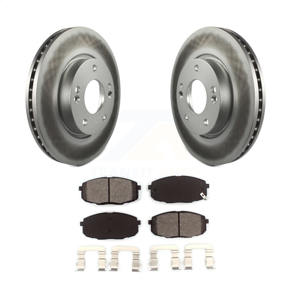 Front Coated Disc Brake Rotors And Semi-Metallic Pads Kit For Hyundai Elantra KGS-100265 by Transit Auto