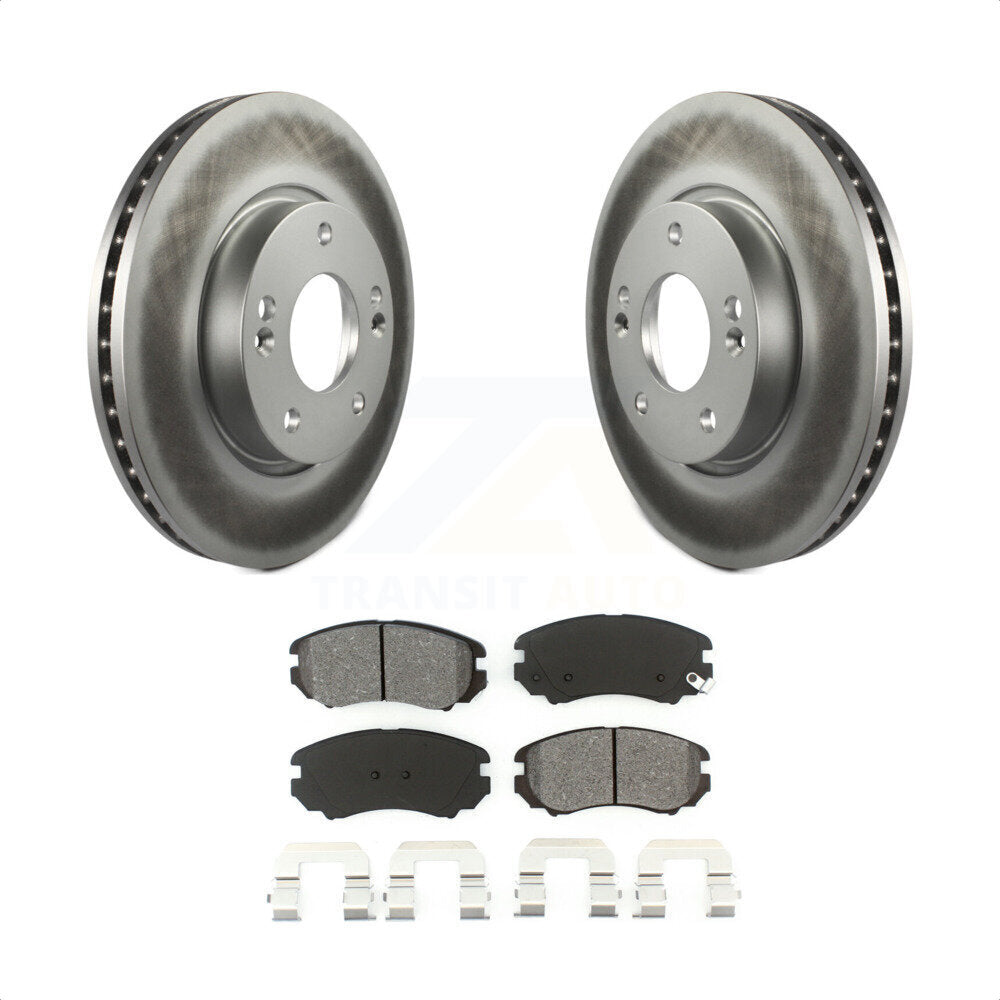 Front Coated Disc Brake Rotors And Semi-Metallic Pads Kit For Hyundai Kia Sonata Soul Sportage Tucson Optima Tiburon Magentis KGS-100268 by Transit Auto