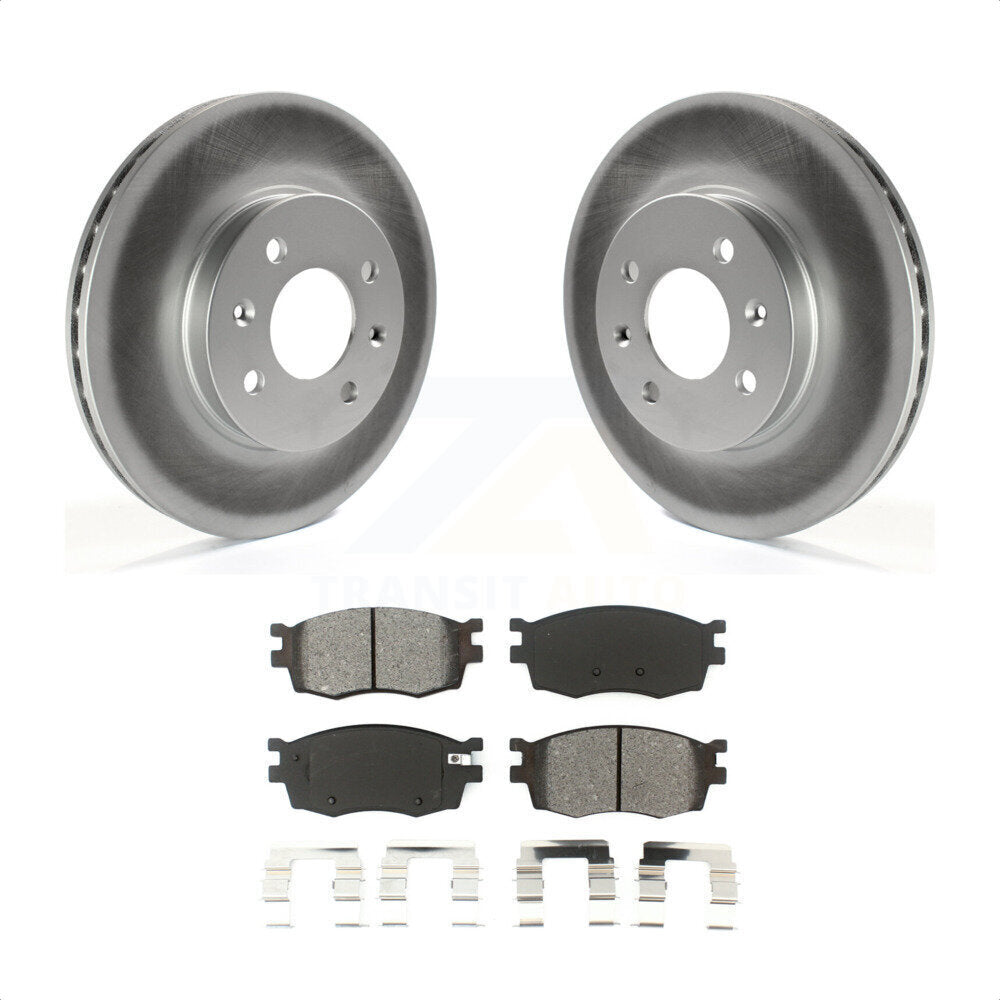 Front Coated Disc Brake Rotors And Semi-Metallic Pads Kit For Hyundai Accent Kia Rio Rio5 KGS-100340 by Transit Auto