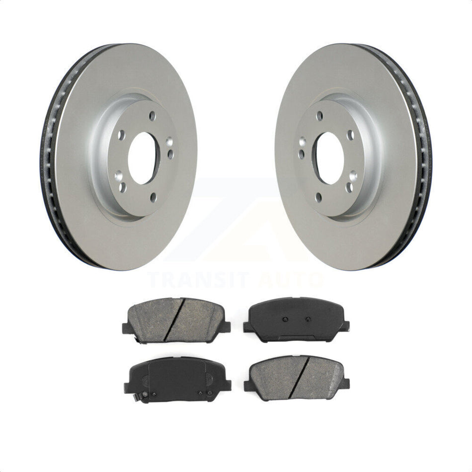 Front Coated Disc Brake Rotors And Semi-Metallic Pads Kit For Hyundai Veloster Kia Forte Koup KGS-100346 by Transit Auto