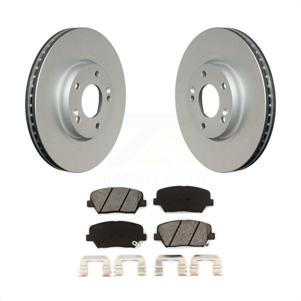 Front Coated Disc Brake Rotors And Semi-Metallic Pads Kit For 2014-2017 Kia Rondo KGS-100347 by Transit Auto