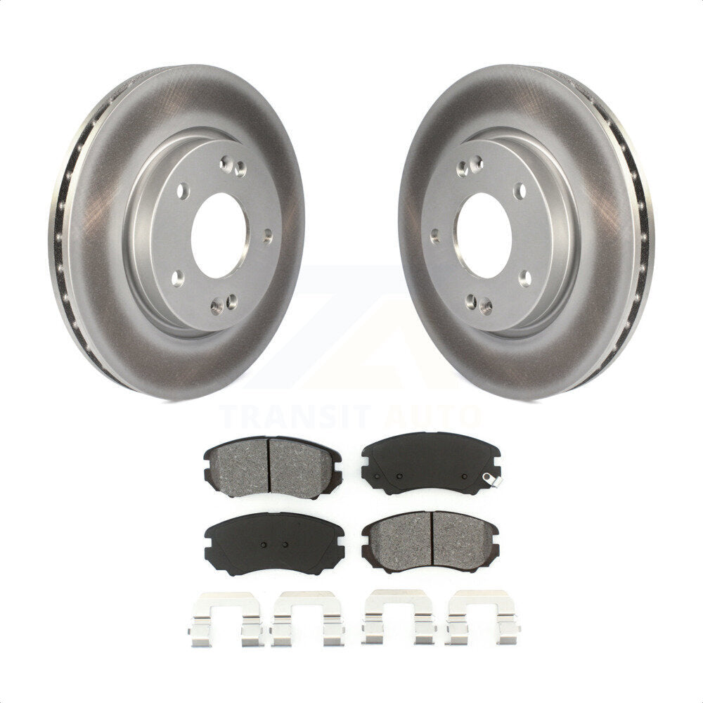 Front Coated Disc Brake Rotors And Semi-Metallic Pads Kit For Hyundai Elantra KGS-100364 by Transit Auto