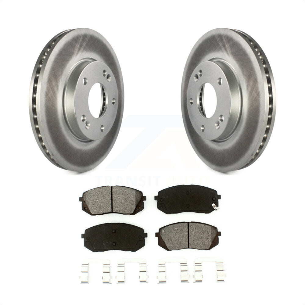 Front Coated Disc Brake Rotors And Semi-Metallic Pads Kit For 2007-2009 Kia Rondo KGS-100390 by Transit Auto