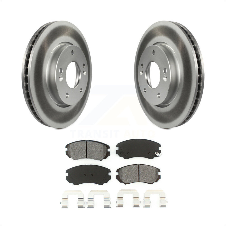 Front Coated Disc Brake Rotors And Semi-Metallic Pads Kit For 2010-2011 Kia Soul 2.0L KGS-100429 by Transit Auto