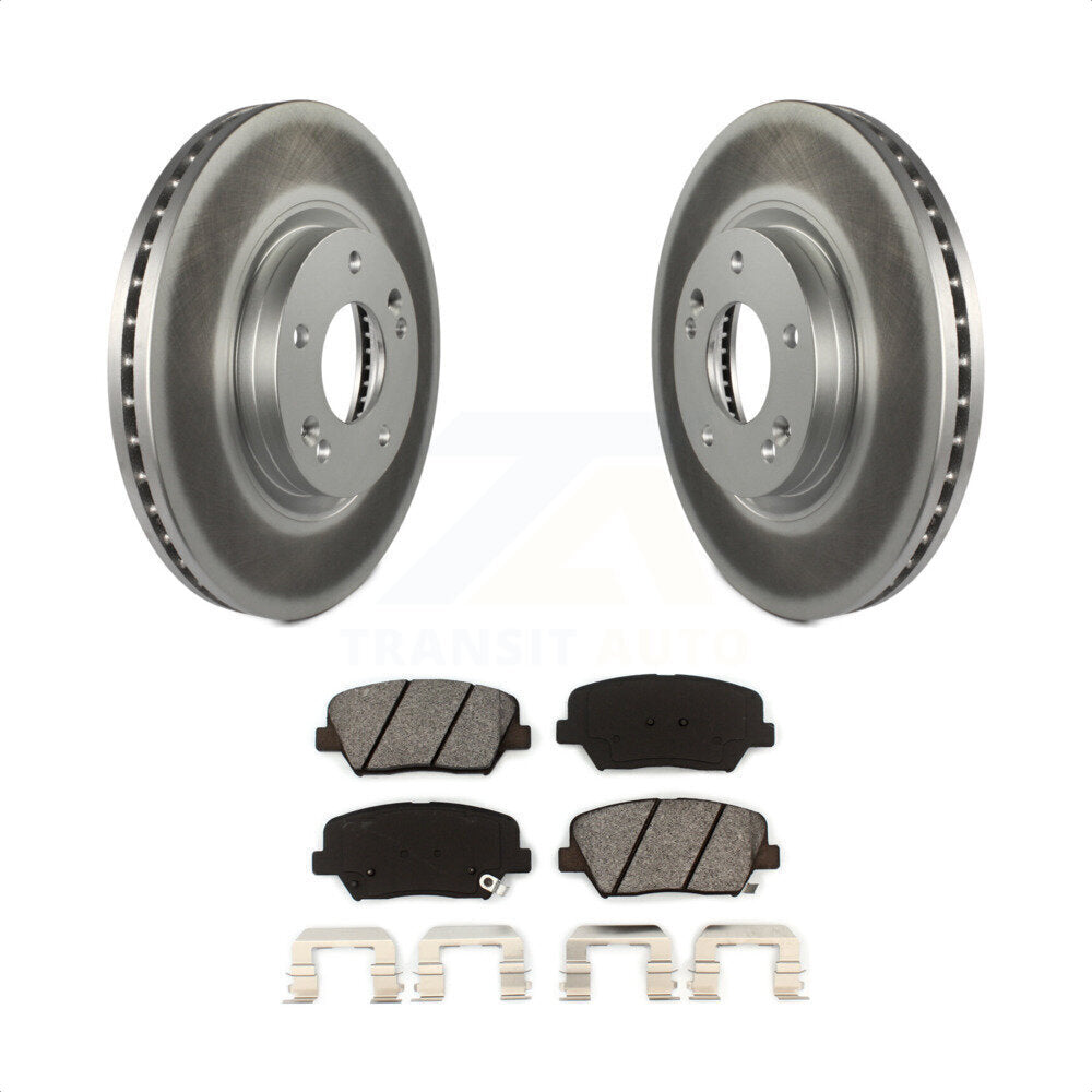 Front Coated Disc Brake Rotors And Semi-Metallic Pads Kit For Kia Sorento Hyundai Santa Fe KGS-100434 by Transit Auto