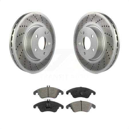 Front Coated Disc Brake Rotors And Semi-Metallic Pads Kit For Mercedes-Benz E350 C300 C350 E400 E250 SLC300 KGS-100441 by Transit Auto