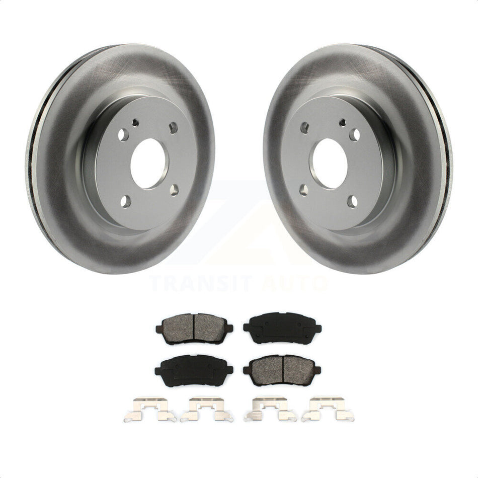 Front Coated Disc Brake Rotors And Semi-Metallic Pads Kit For 2011-2014 Mazda 2 KGS-100446 by Transit Auto