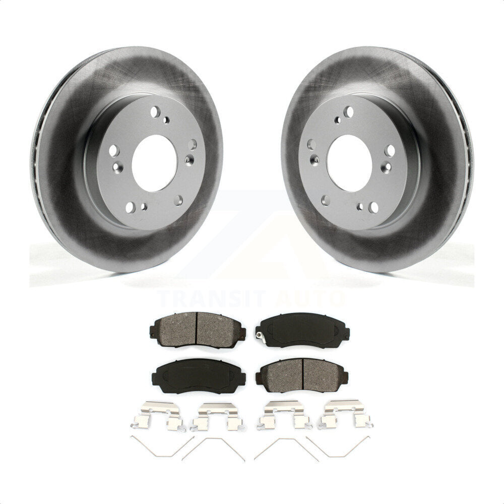 Front Coated Disc Brake Rotors And Semi-Metallic Pads Kit For 2015 Honda Civic LX SE with Manual transmission KGS-100463 by Transit Auto