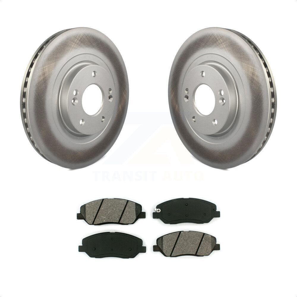 Front Coated Disc Brake Rotors And Semi-Metallic Pads Kit For 2013-2016 Hyundai Santa Fe XL 3.3L KGS-100474 by Transit Auto