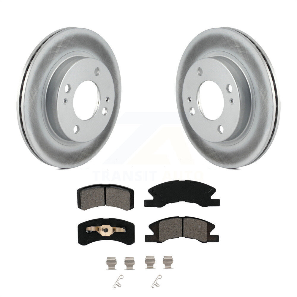 Front Coated Disc Brake Rotors And Semi-Metallic Pads Kit For 2014-2015 Mitsubishi Mirage KGS-100491 by Transit Auto