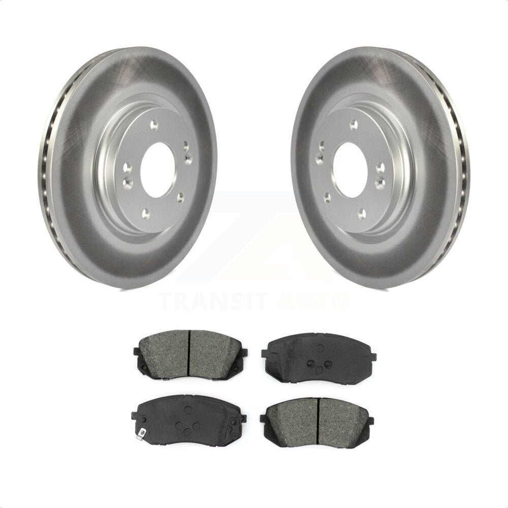 Front Coated Disc Brake Rotors And Semi-Metallic Pads Kit For 2015 Hyundai Sonata GAS engine With Manual Parking KGS-100507 by Transit Auto